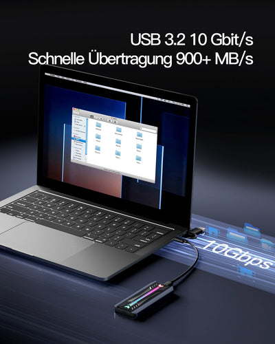 M.2 NVMe SATA SSD HDD, USB 3.2 Gen 2 (10 Gbps) Festplattenlaufwerk unterstützt UASP Trim, FE2024