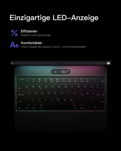 Magnetische Schwebetastatur für iPad Pro 11-Zoll M4 2024, Schnelles Laden mit Displayanzeige, KB09121