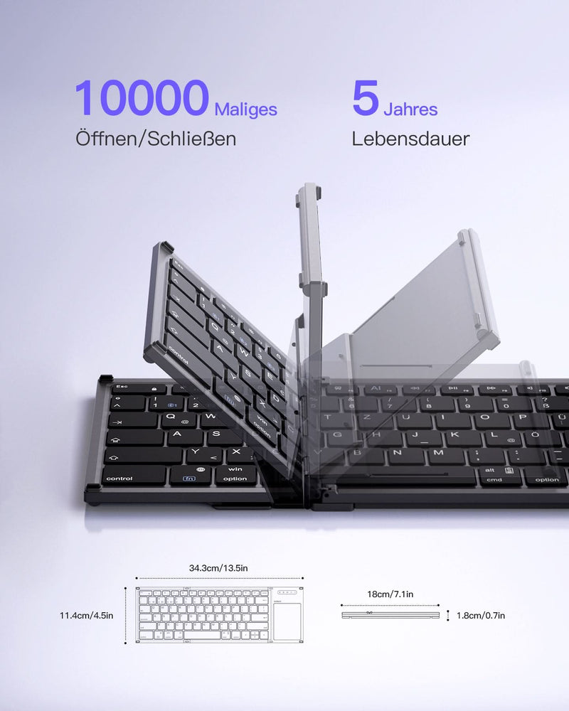 AI Keyboard with Touchpad, Foldable, Compatible with iOS, Android, Windows, KB06101