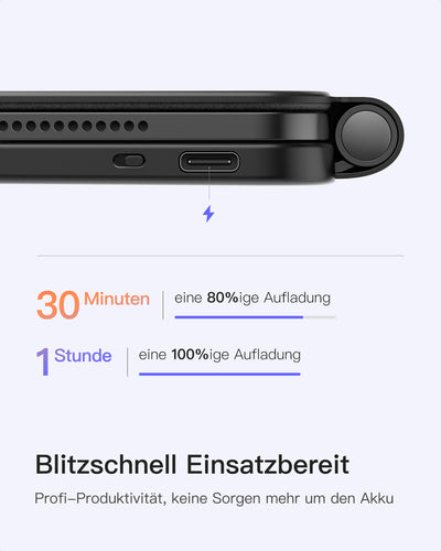 Magnetische Schwebetastatur für iPad Pro 11-Zoll (M4 2024), Schnelles Laden mit Displayanzeige, QWERTZ, KB09121