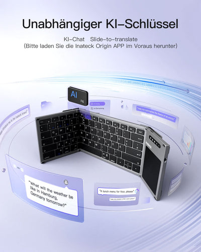 AI Keyboard with Touchpad, Foldable, Compatible with iOS, Android, Windows, KB06101