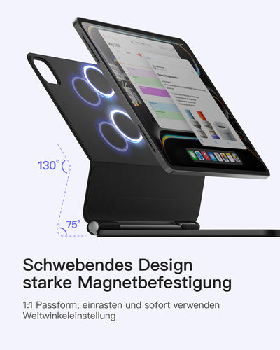 Magnetische Tastatur Hülle für iPad Air 11" M3/M2 (2025/2024), iPad Air 6/5/4, iPad Pro 11" 4/3/2/1, QWERTZ, KB19117