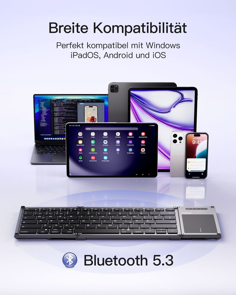 AI Keyboard with Touchpad, Foldable, Compatible with iOS, Android, Windows, KB06101