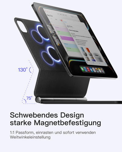 Magnetische Schwebetastatur für iPad Pro 11-Zoll M4 2024, Schnelles Laden mit Displayanzeige, KB09121