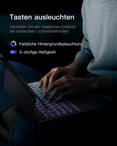 Magnetische Tastatur Hülle für iPad Air 11" M3/M2 (2025/2024), iPad Air 6/5/4, iPad Pro 11" 4/3/2/1, QWERTZ, KB19117