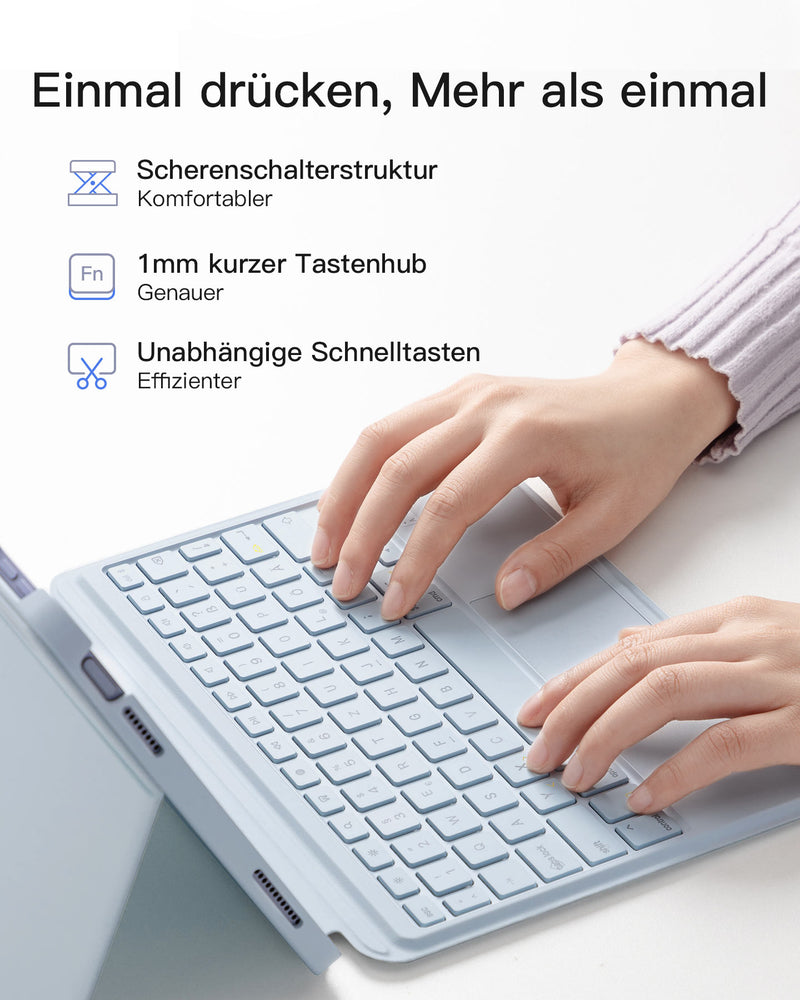 Abnehmbare iPad Tastatur für das iPad 11" 11 Gen (A16 2025), iPad 10.9" 10 Gen (2022), KB04112