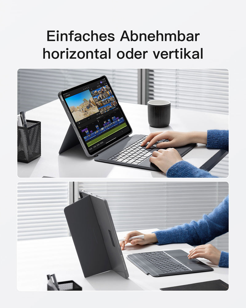 Abnehmbare Tastatur für iPad Air 13" M3/M2 (2025/2024), iPad Air 6, iPad Pro 12.9" (6/5/4/3th), KB04118