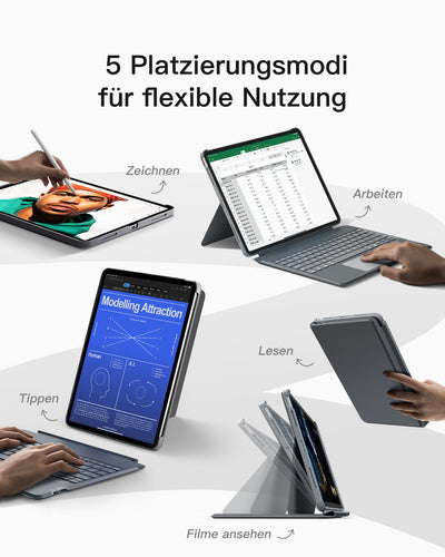 Abnehmbare Tastatur für iPad Air 13" M3/M2 (2025/2024), iPad Air 6, iPad Pro 12.9" (6/5/4/3th), KB04118