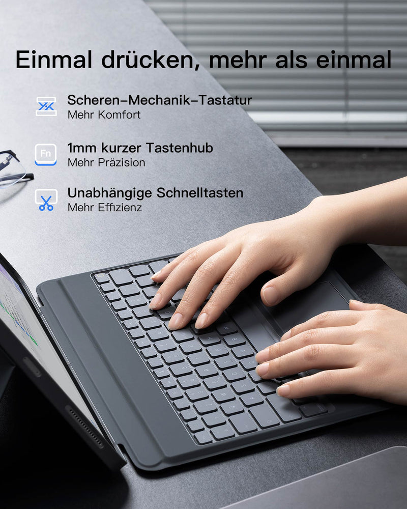 Abnehmbare Tastatur für iPad Air 13" M3/M2 (2025/2024), iPad Air 6, iPad Pro 12.9" (6/5/4/3th), KB04118