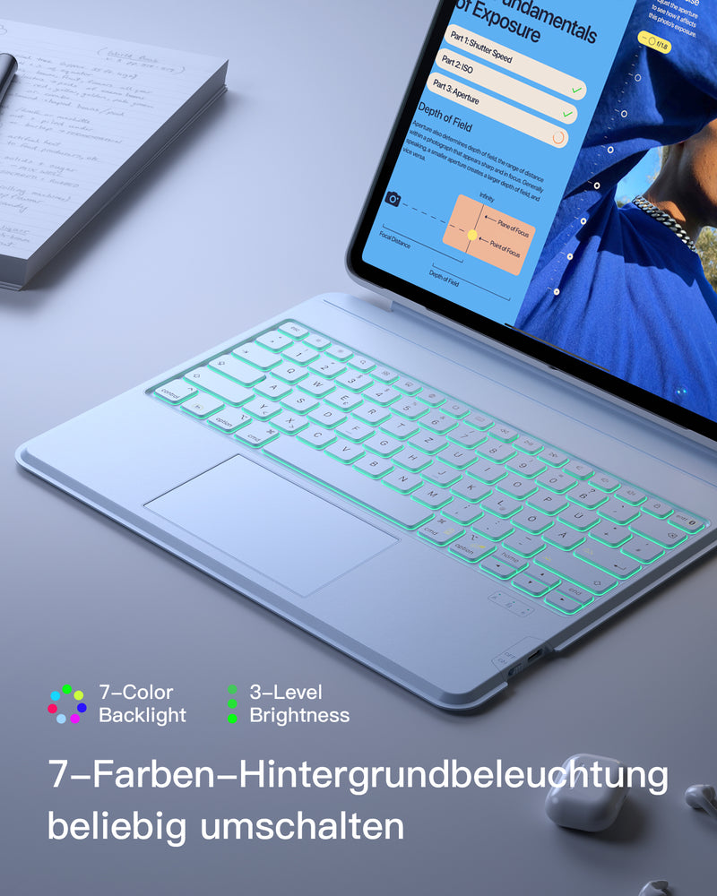 Abnehmbare Tastatur für iPad Air 13" M3/M2 (2025/2024), iPad Air 6, iPad Pro 12.9" (6/5/4/3th), KB04118