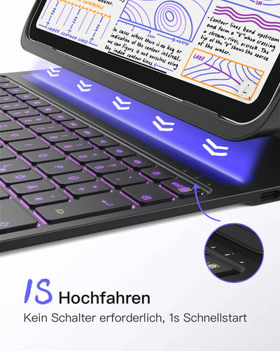 Super-leicht Tastatur Hülle für iPad Air 11-Zoll (6), iPad Air 11-Zoll (5/4), iPad 10th, iPad Pro 11-Zoll (4/3/2/1), BK2007