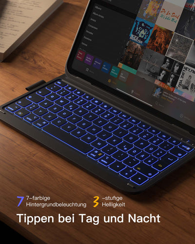 Super-leicht Tastatur Hülle für iPad Air 11-Zoll (6), iPad Air 11-Zoll (5/4), iPad 10th, iPad Pro 11-Zoll (4/3/2/1), BK2007