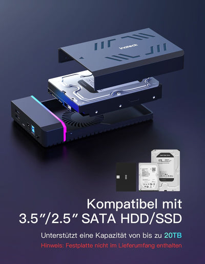 USB 3.0 Externes Festplattengehäuse für 2.5''/3.5'' SATA HDD und SSD, 20TB, FE3003