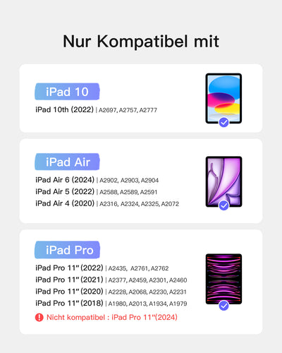 Ultraleicht Tastatur für iPad Air 11-Zoll (6), iPad Air 10,9-Zoll (5/4), iPad 10,9-Zoll (10th), iPad Pro 11-Zoll (4/3/2/1), KB04122