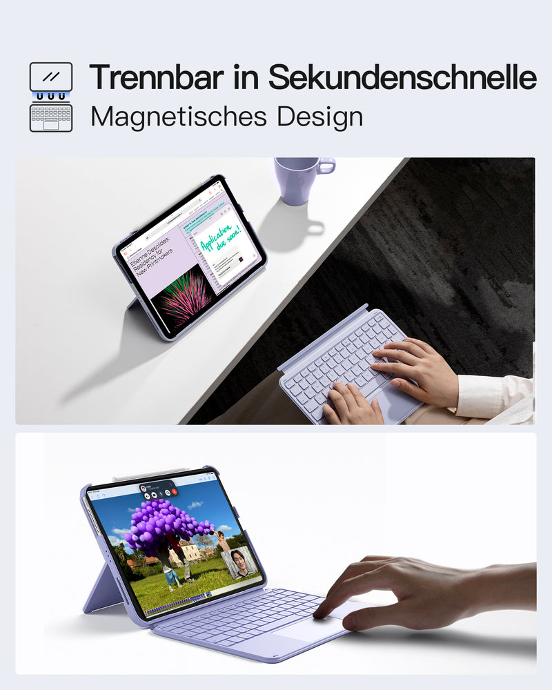 Ultraleicht Tastatur für iPad 11" (A16 2025), iPad 10, iPad Air 11" M3/M2 (2025/2024), iPad Air 7/6/5/4, iPad Pro 11" 4/3/2/1, QWERTZ, KB04122