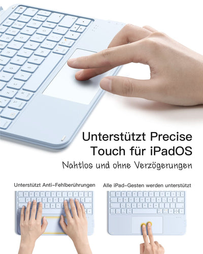 Ultraleicht Tastatur für iPad 11" (A16 2025), iPad 10, iPad Air 11" M3/M2 (2025/2024), iPad Air 7/6/5/4, iPad Pro 11" 4/3/2/1, QWERTZ, KB04122