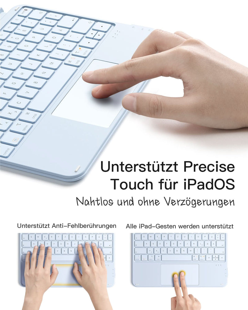 Ultraleicht Tastatur für iPad 11" (A16 2025), iPad 10, iPad Air 11" M3/M2 (2025/2024), iPad Air 7/6/5/4, iPad Pro 11" 4/3/2/1, QWERTZ, KB04122