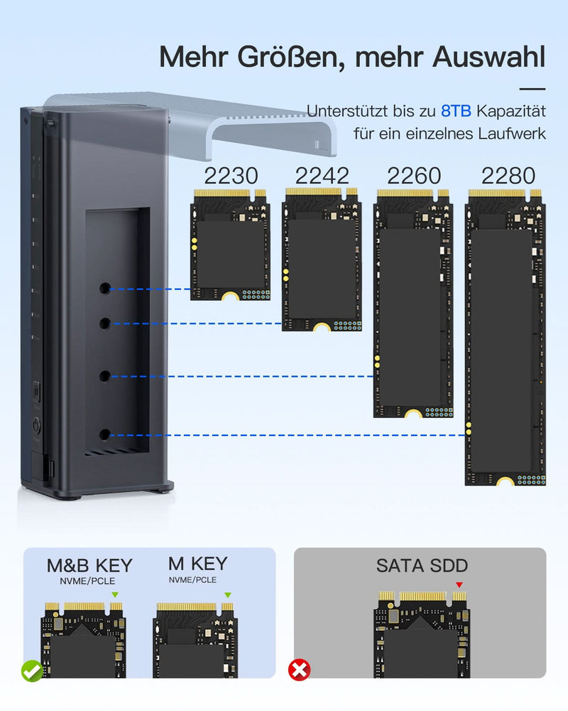 Boîtier SSD M.2 NVMe double baie, Station d&