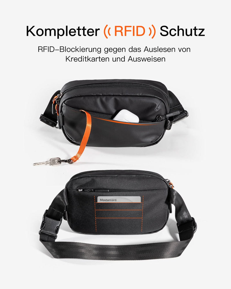 Gürteltasche mit RFID-Blockierung, mit verstellbarem Schulterriemen, FB01002