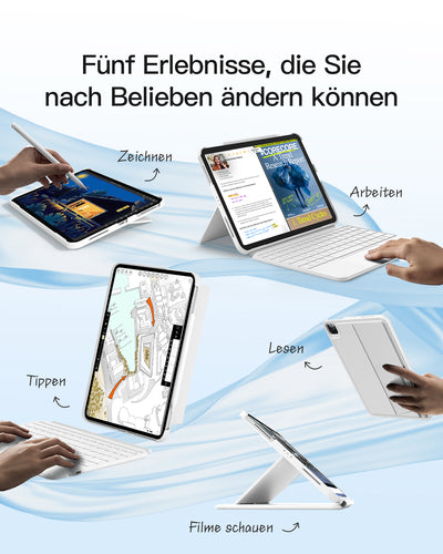 Ultraleicht Tastatur für iPad Air 11-Zoll (6), iPad Air 10,9-Zoll (5/4), iPad 10,9-Zoll (10th), iPad Pro 11-Zoll (4/3/2/1), KB04122