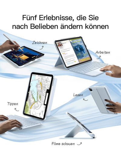 Ultraleicht Tastatur für iPad 11" (A16 2025), iPad 10, iPad Air 11" M3/M2 (2025/2024), iPad Air 7/6/5/4, iPad Pro 11" 4/3/2/1, QWERTZ, KB04122