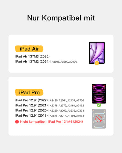 Abnehmbare Tastatur für iPad Air 13" M3/M2 (2025/2024), iPad Air 6, iPad Pro 12.9" (6/5/4/3th), KB04118