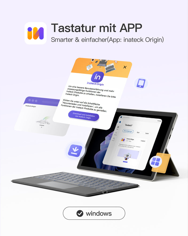 AI-Funktion Tablet-Tastatur, Unterstützt Windows, iPad OS, Android, iOS, KB01104