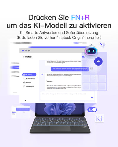 AI-Funktion Tablet-Tastatur, Unterstützt Windows, iPad OS, Android, iOS, KB01104