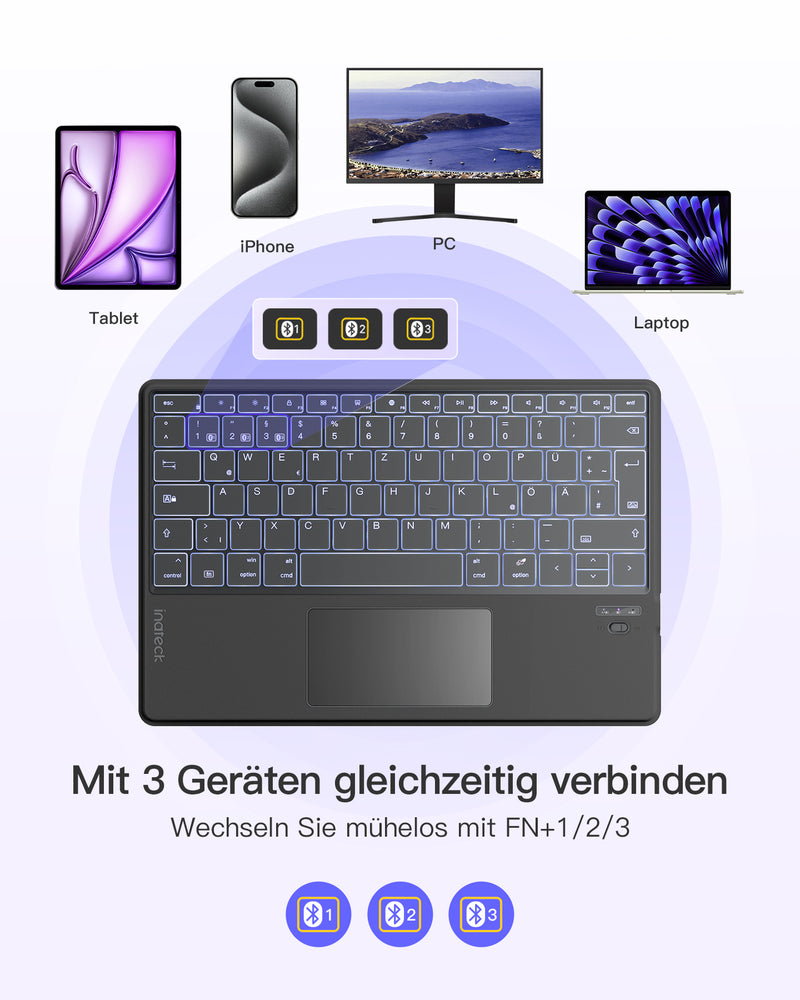 Surface Pro AI Tastatur für Surface Pro 7/7+/6/5/4, 7 Farben Hintergrundbeleuchtung, KB02027