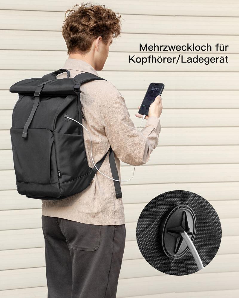 25L-30L RollTop Rucksack, 17 Zoll Laptop Rucksack mit separatem Schuhfach BP01007