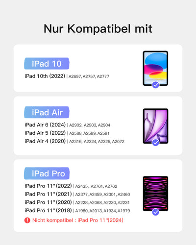 Ultraleicht Tastatur für iPad Air 11-Zoll (6), iPad Air 10,9-Zoll (5/4), iPad 10,9-Zoll (10th), iPad Pro 11-Zoll (4/3/2/1), KB04122