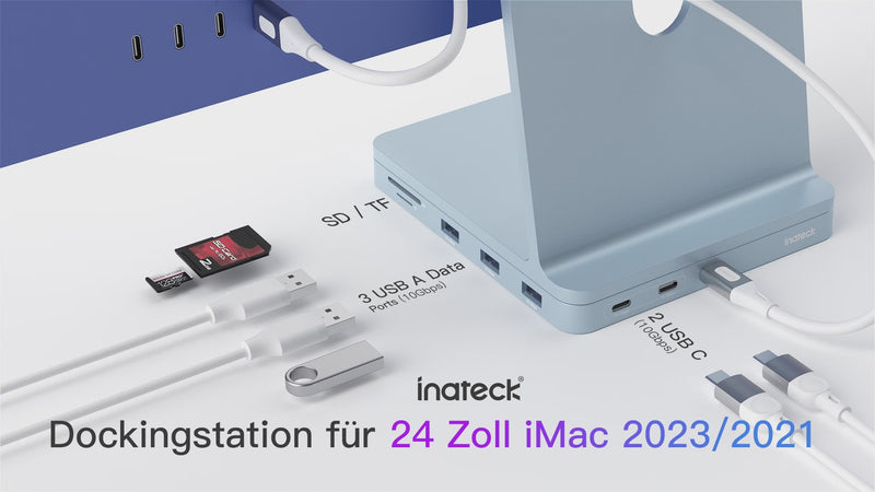 Inateck 8-in-1 iMac 24" 2021 Docking Station, USB 3.2 Gen 2, DK2001