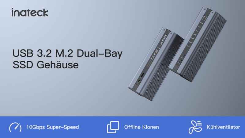 M.2 NVMe Dual-Bay SSD-Gehäuse, 10Gbps USB-C NVMe Docking Station für NVMe SSDs PCIe 2230/2242/2260/2280, SA02005